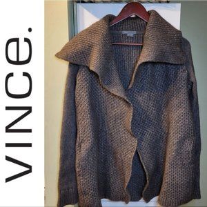 Vince waffle knit wool cardigan high collared sweater medium